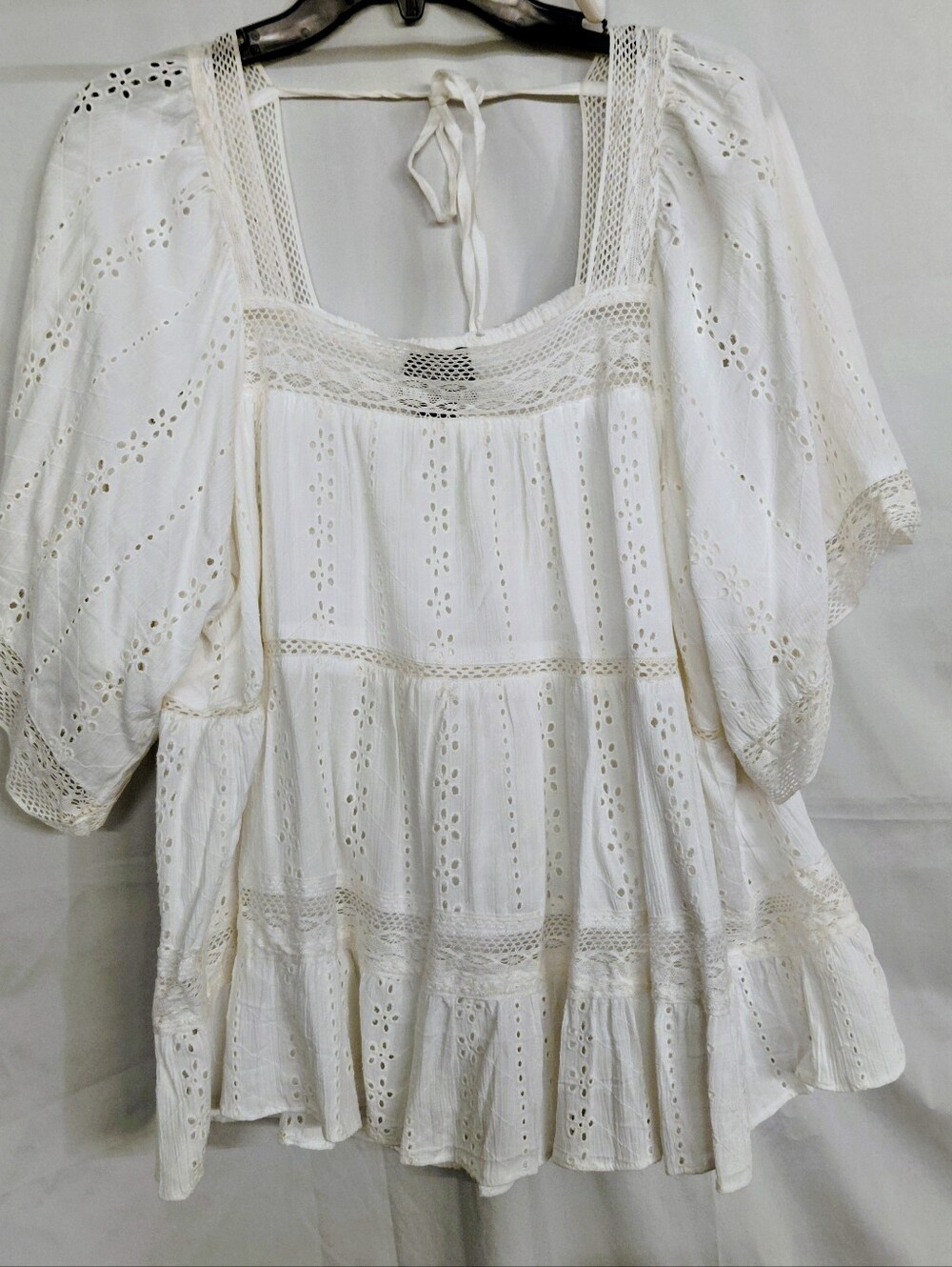 Angie White Eyelet Boho Tunic Top